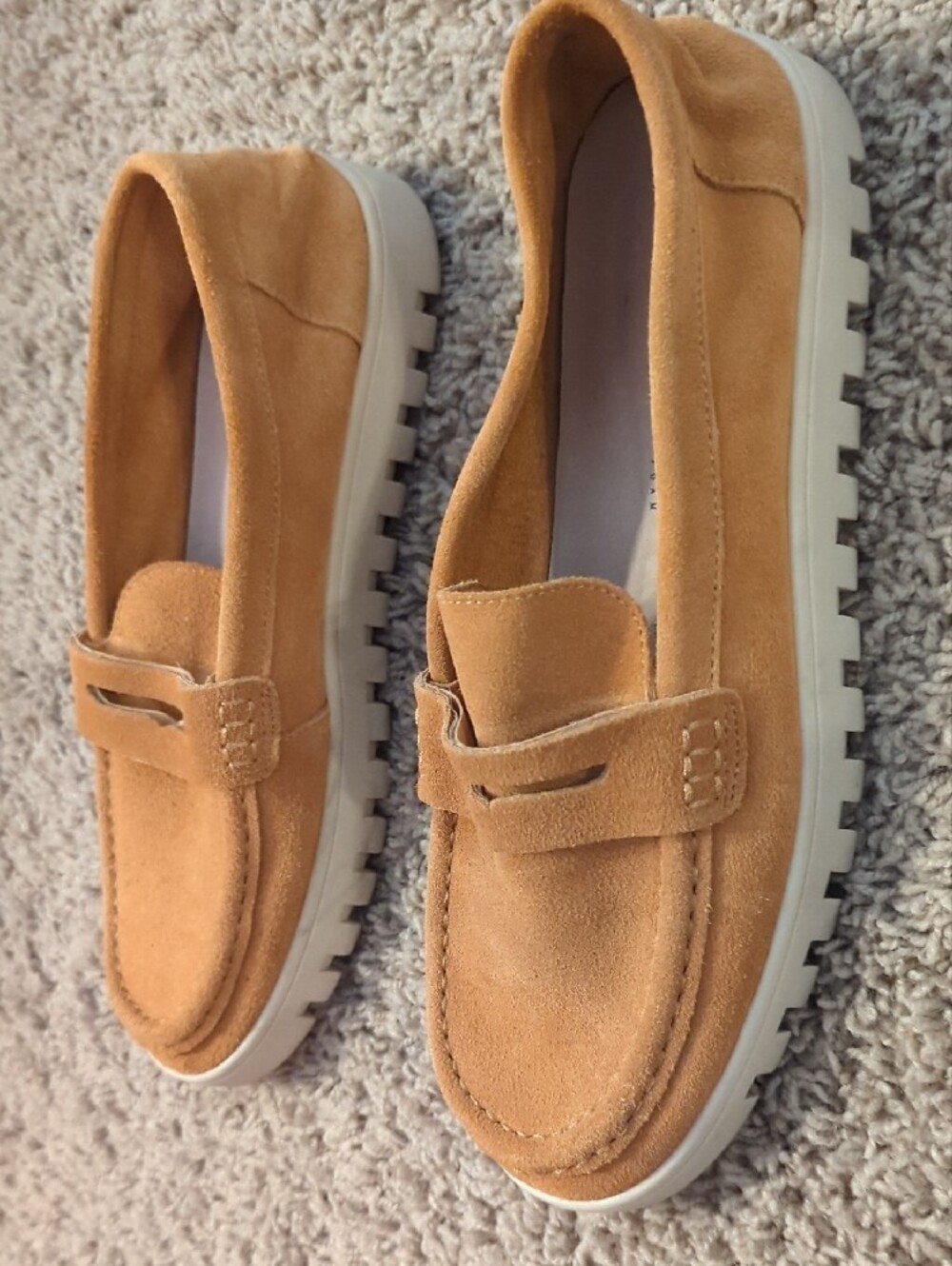 Project Cloud Women's Suede Penny Loafers in Camel - Picture 3 of 4